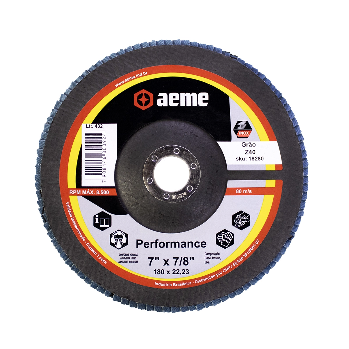 Disco Flap Aeme Performance Fibra Angular Zircônio 7" (180mm) - 40