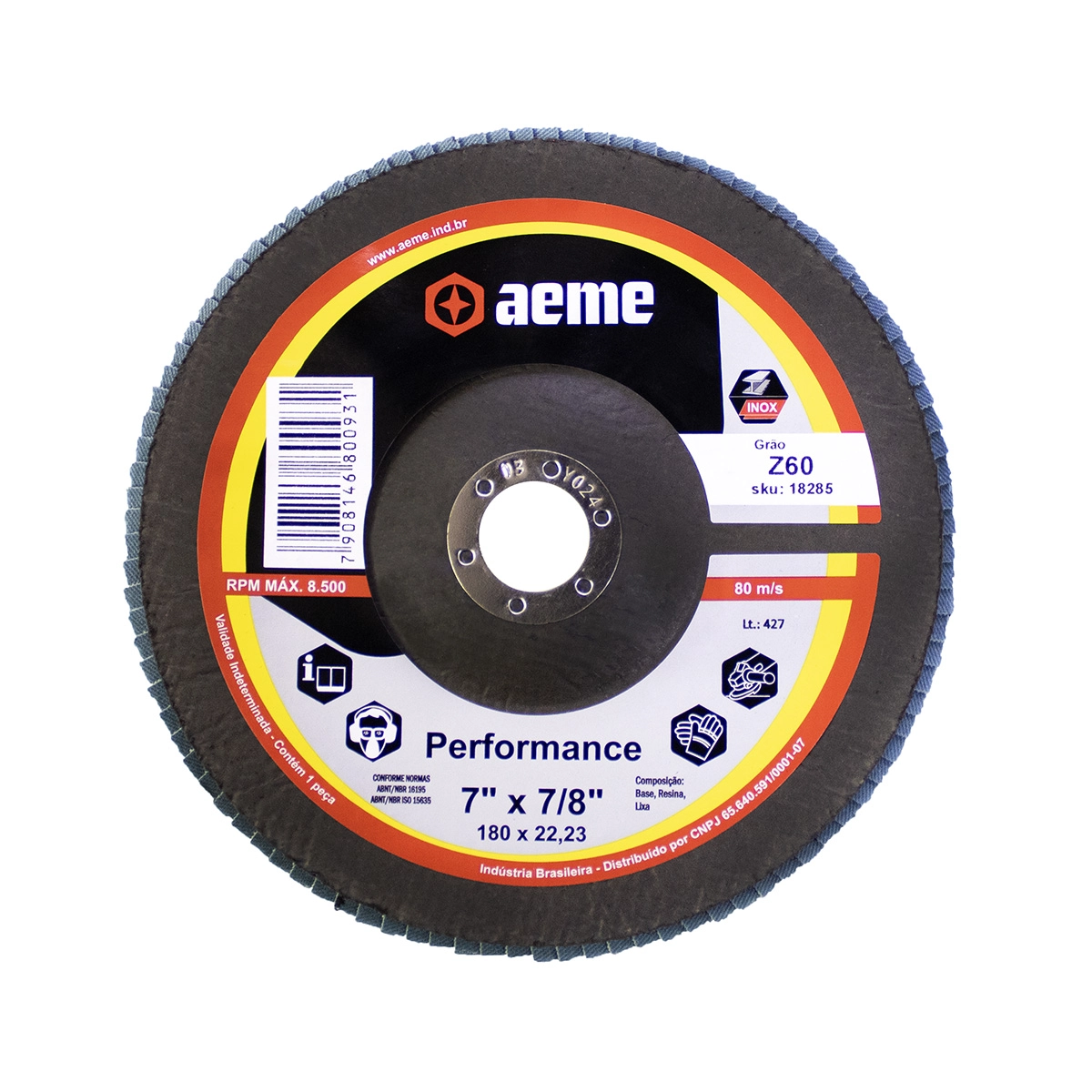 Disco Flap Aeme Performance Fibra Angular Zircônio 7" (180mm) - 60
