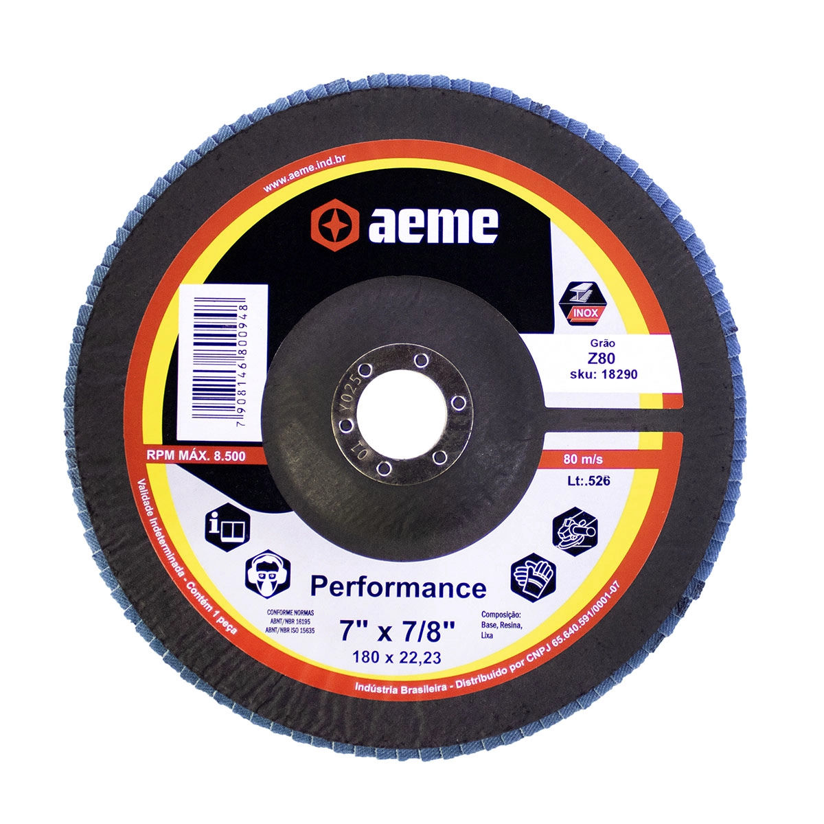Disco Flap Aeme Performance Fibra Angular Zircônio 7" (180mm) - 80