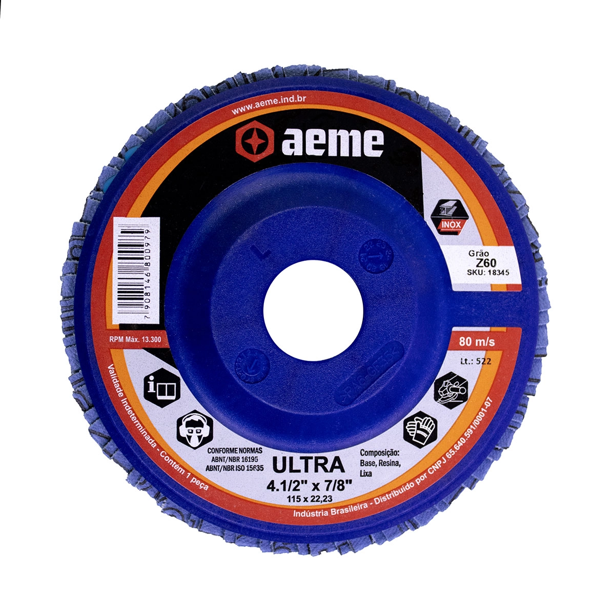 Disco Flap Aeme Ultra Nylon Reto Zircônio 4.1/2" (115mm) - 60