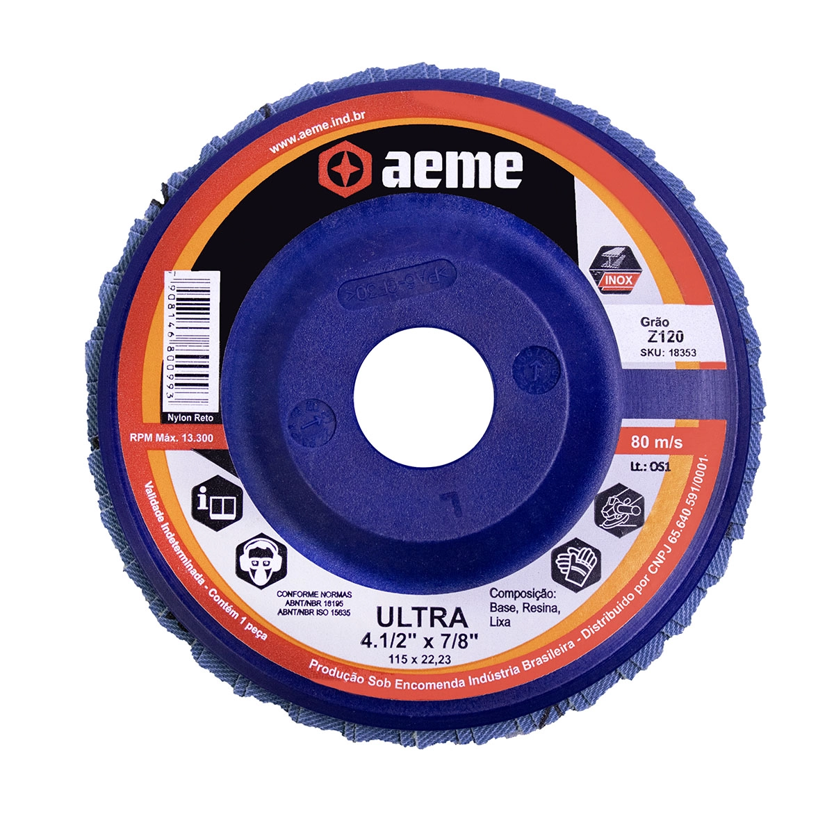Disco Flap Aeme Ultra Nylon Reto Zircônio 4.1/2" (115mm) - 120