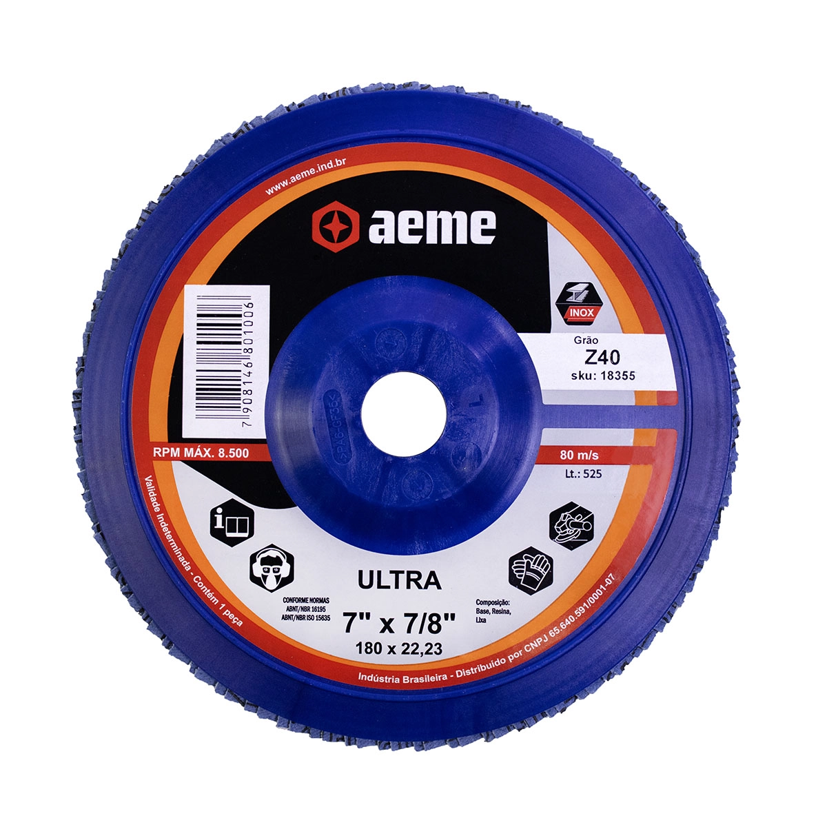 Disco Flap Aeme Ultra Nylon Reto Zircônio 7" (180mm) - 40