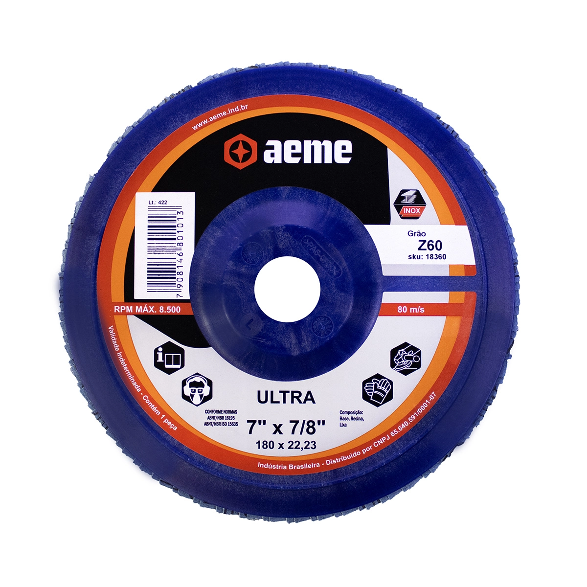 Disco Flap Aeme Ultra Nylon Reto Zircônio 7" (180mm) - 60