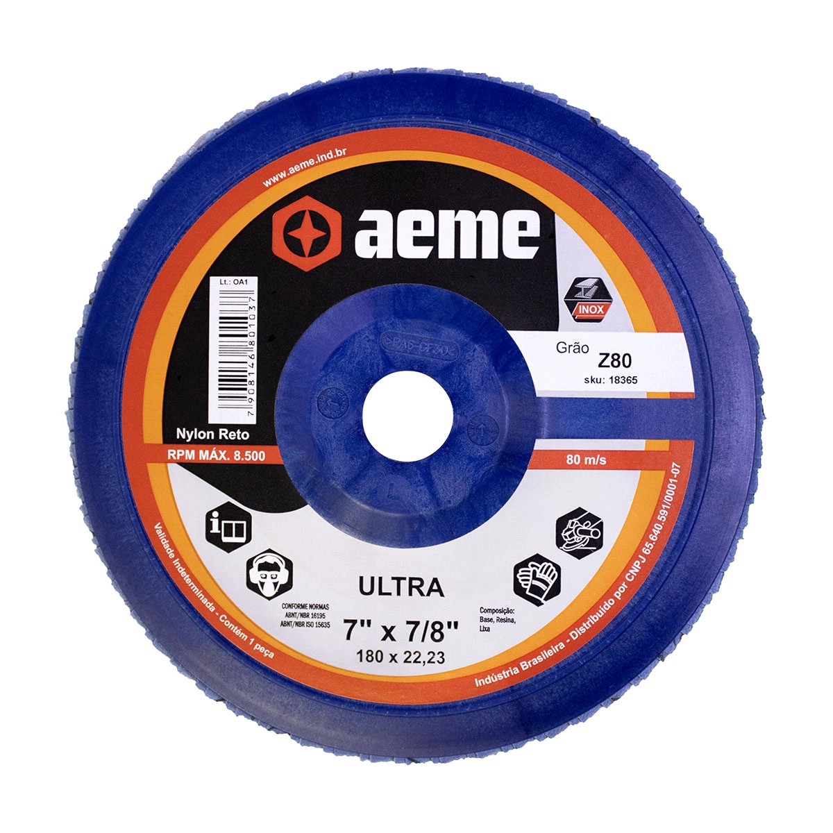 Disco Flap Aeme Ultra Nylon Reto Zircônio 7" (180mm) - 80
