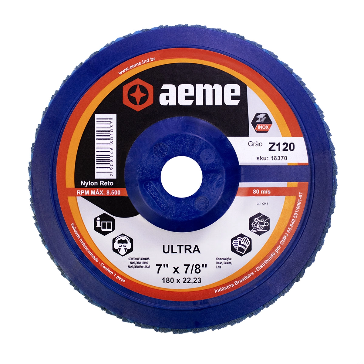Disco Flap Aeme Ultra Nylon Reto Zircônio 7" (180mm) - 120