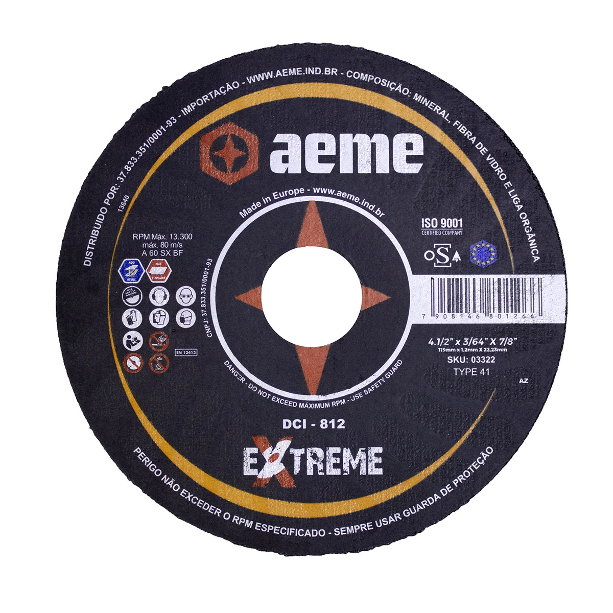 Disco Corte Fino Aeme Dci-812 Extreme 4.1/2x3/64x7/8 (115x1.2x22.22)
