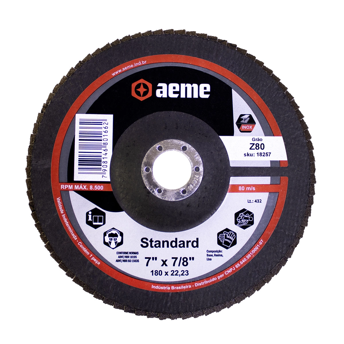 Disco Flap Aeme Standard Fibra Angular Zircônio 7" (180mm) - 80