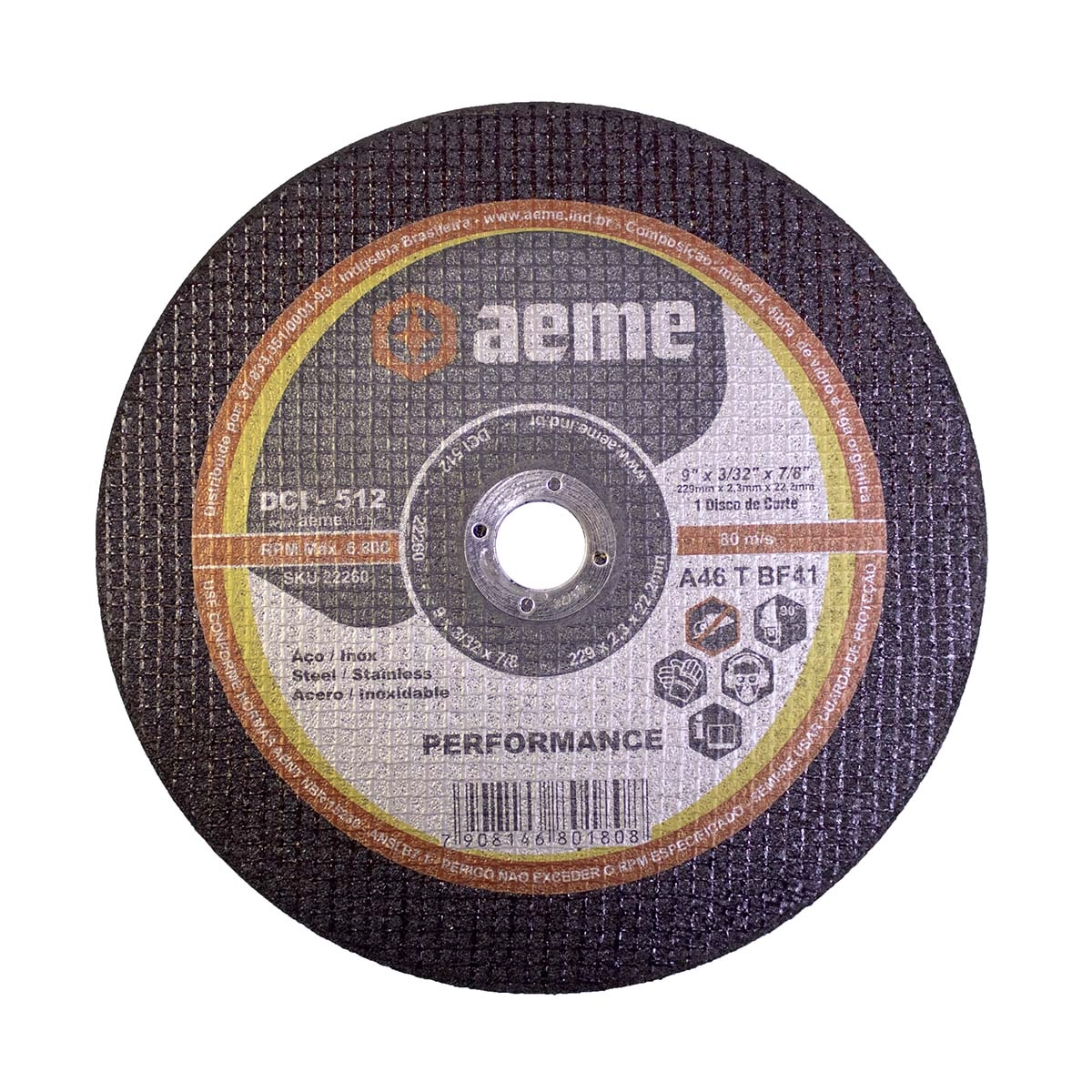 Disco Corte Fino Aeme Dci 512 9x3/32x7/8 (230x2.3x22.22)