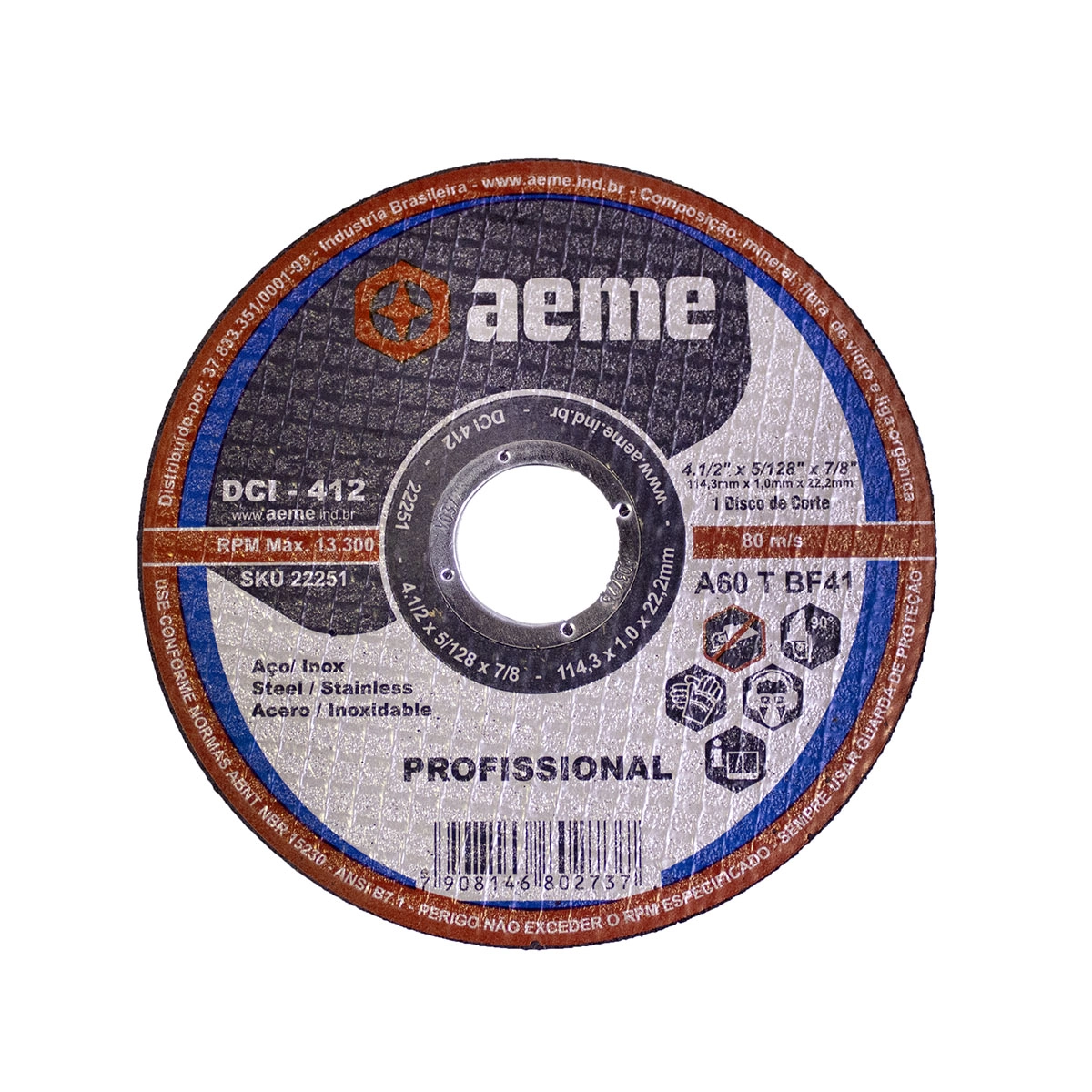 Disco Corte Fino Aeme Dci 412 4.1/2x5/128x7/8 (115x1.0.22.22)