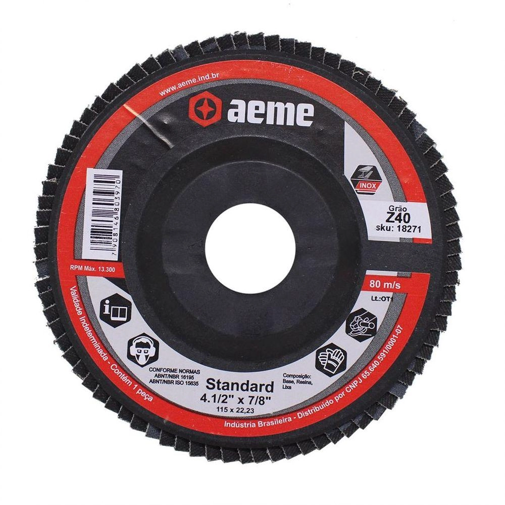 Disco Flap Standard Nylon Reto Zircônio 4.1/2" Gr. Z 40- Aeme