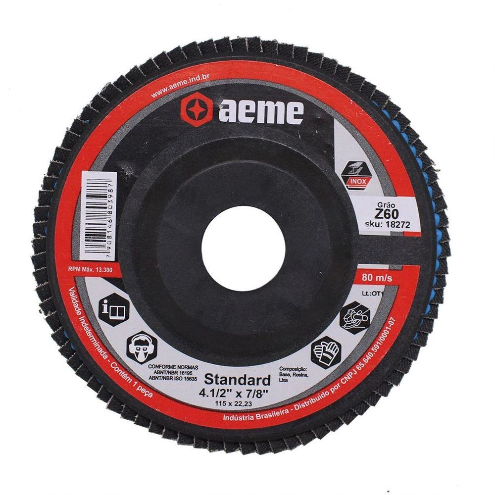 Disco Flap Standard Nylon Reto Zircônio 4.1/2" Gr. Z 60- Aeme