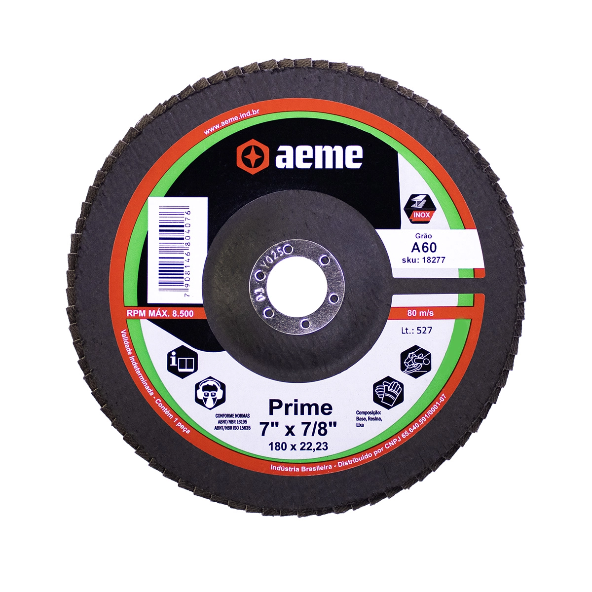 Disco Flap Aeme Prime Fibra Angular Óxido De Alumínio 7" (180mm) - 60