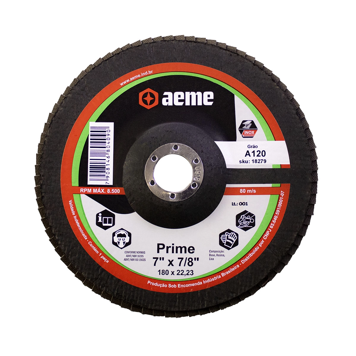 Disco Flap Aeme Prime Fibra Angular Óxido De Alumínio 7" (180mm) - 120