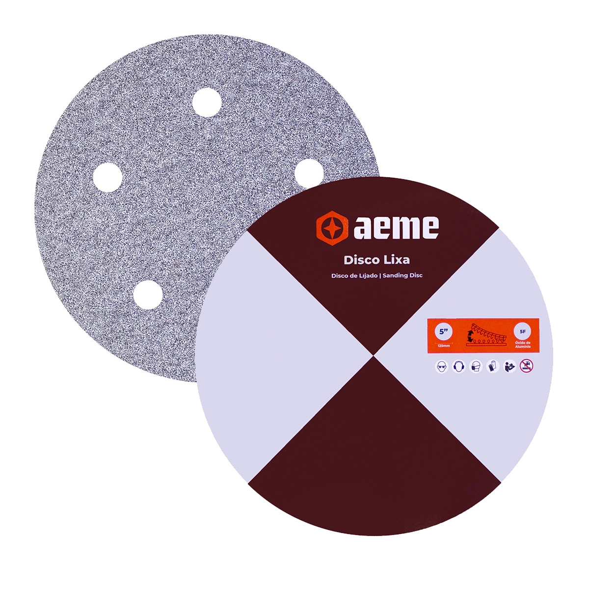Disco Lixa Pluma Papel Aeme 125mm (5 Pol) 5 Furos - 80