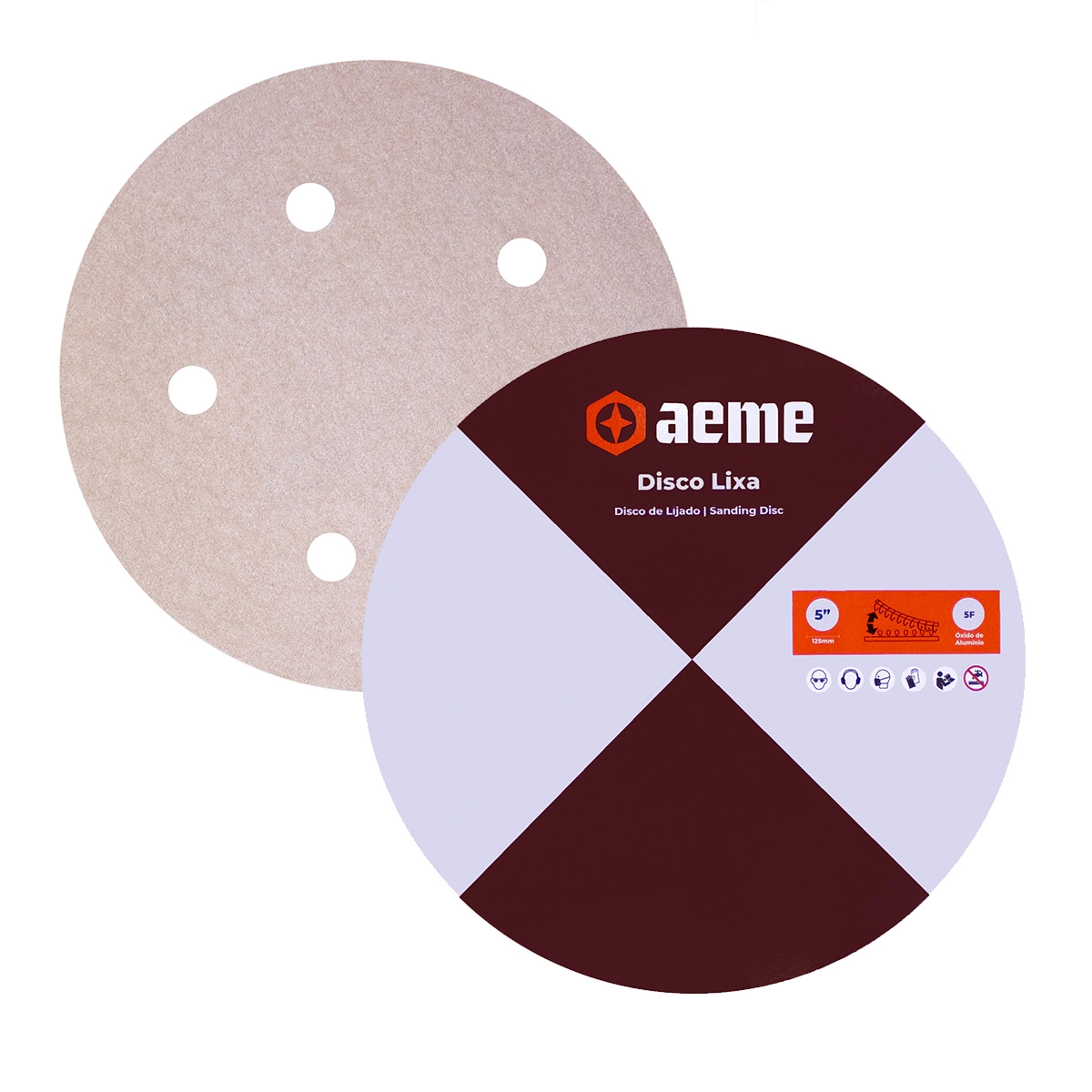 Disco Lixa Pluma Papel Aeme 125mm (5 Pol) 5 Furos - 600