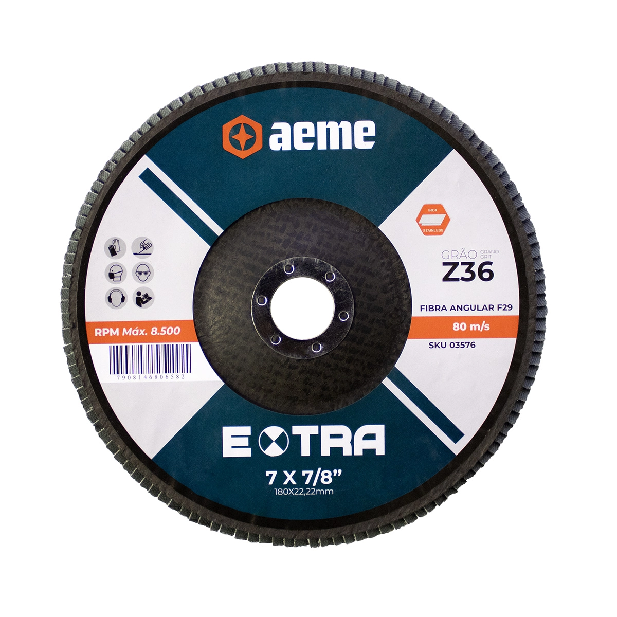 Disco Flap Aeme Extra Fibra Angular Zircônio 7" (180mm) - 36