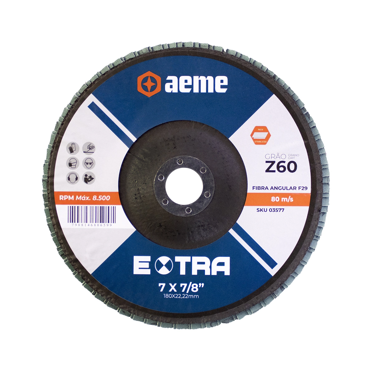 Disco Flap Aeme Extra Fibra Angular Zircônio 7" (180mm) - 60