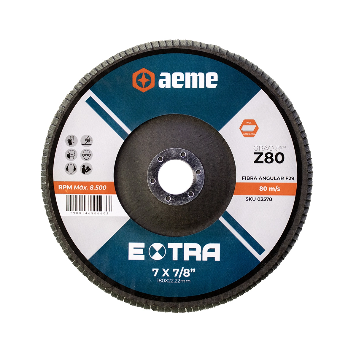 Disco Flap Aeme Extra Fibra Angular Zircônio 7" (180mm) - 80
