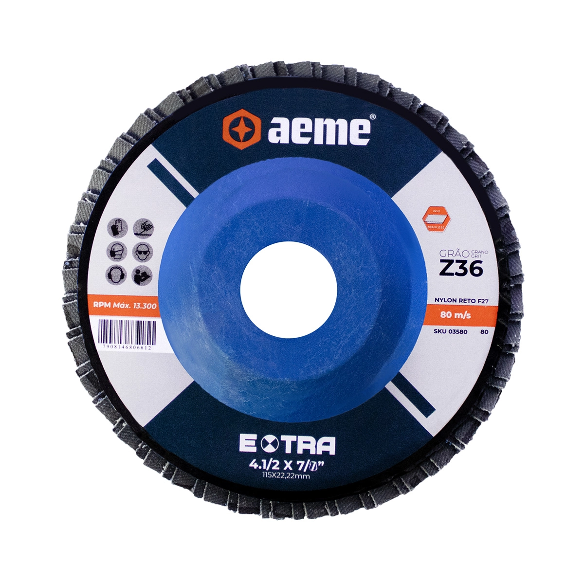 Disco Flap Aeme Extra Nylon Reto Zircônio 4.1/2" (115mm) - 36
