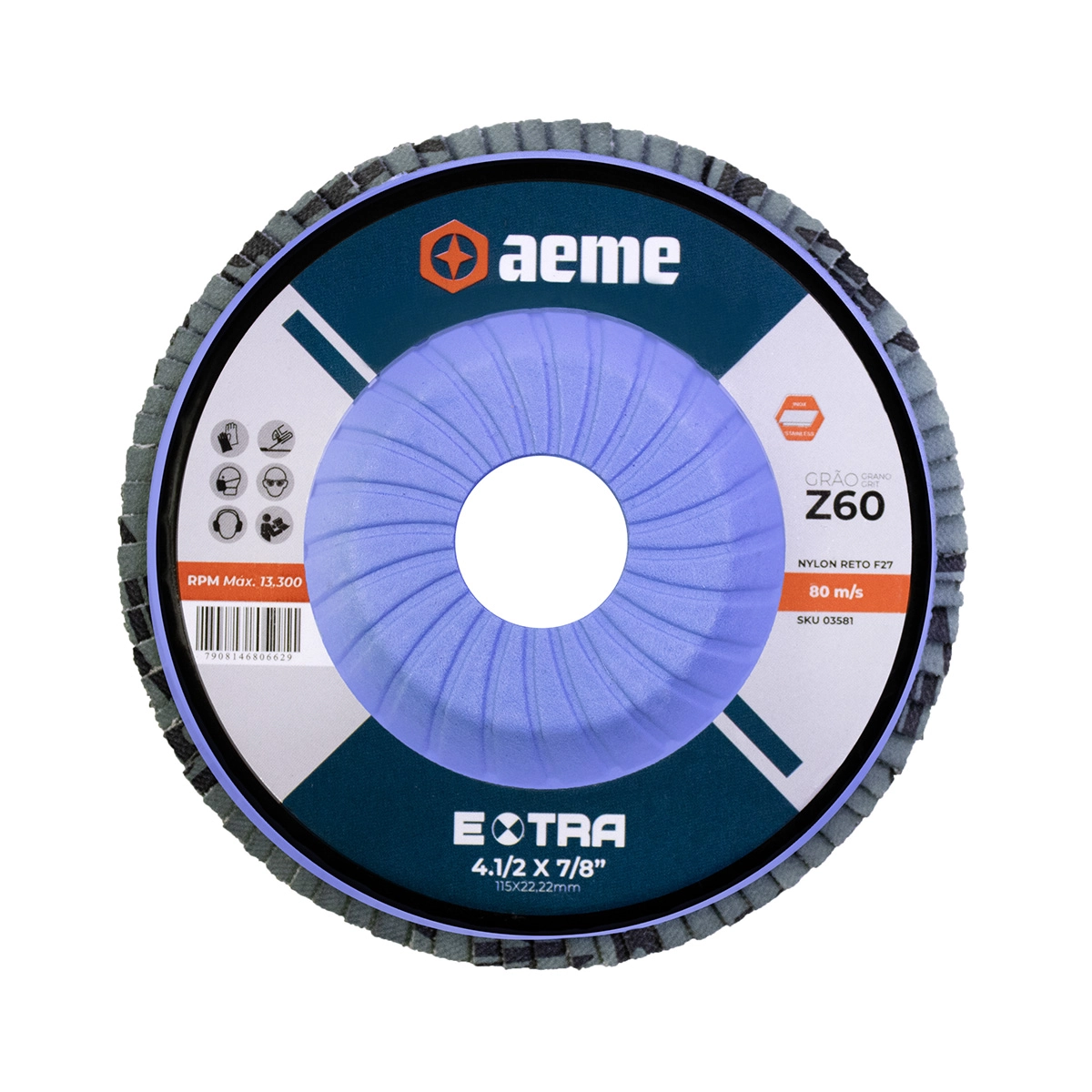 Disco Flap Aeme Extra Nylon Reto Zircônio 4.1/2" (115mm) - 60