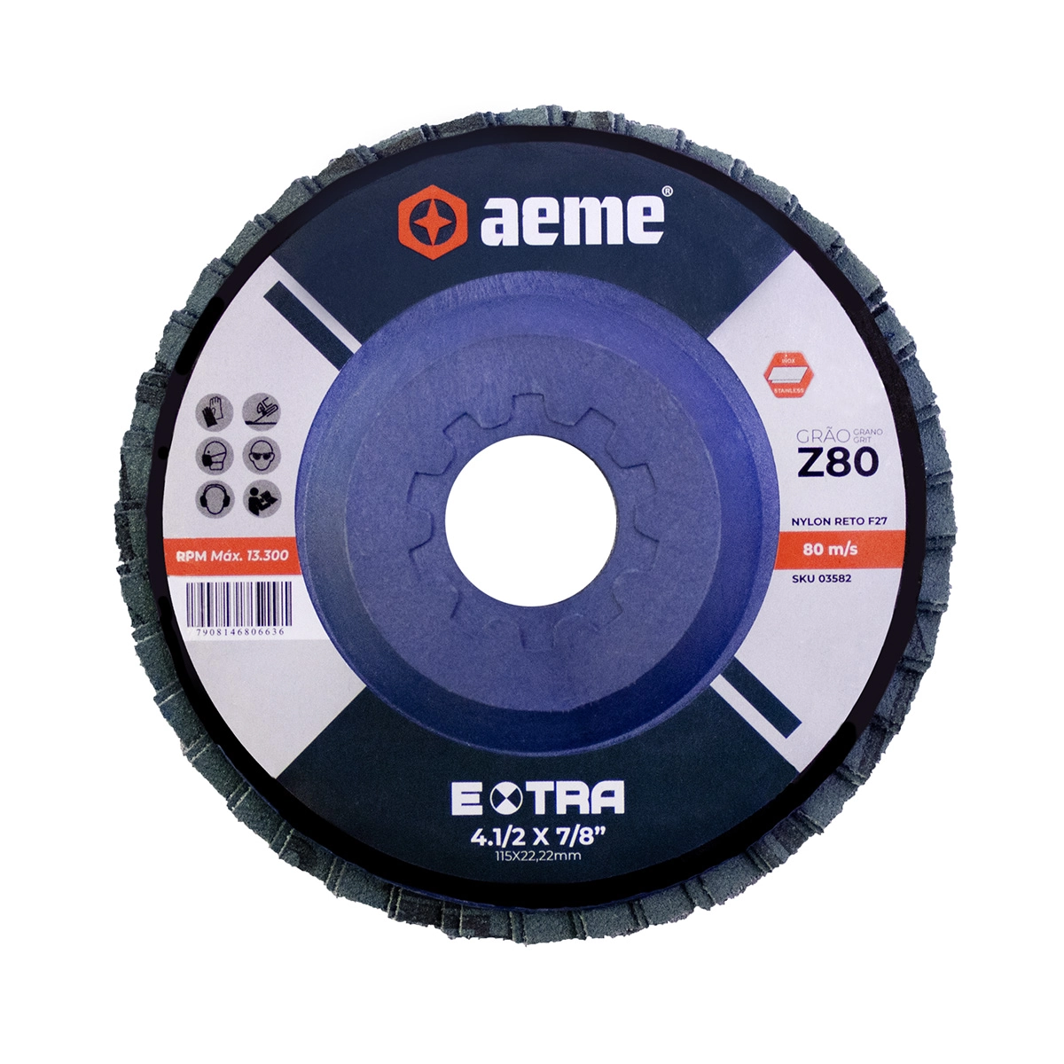 Disco Flap Aeme Extra Nylon Reto Zircônio 4.1/2" (115mm) - 80