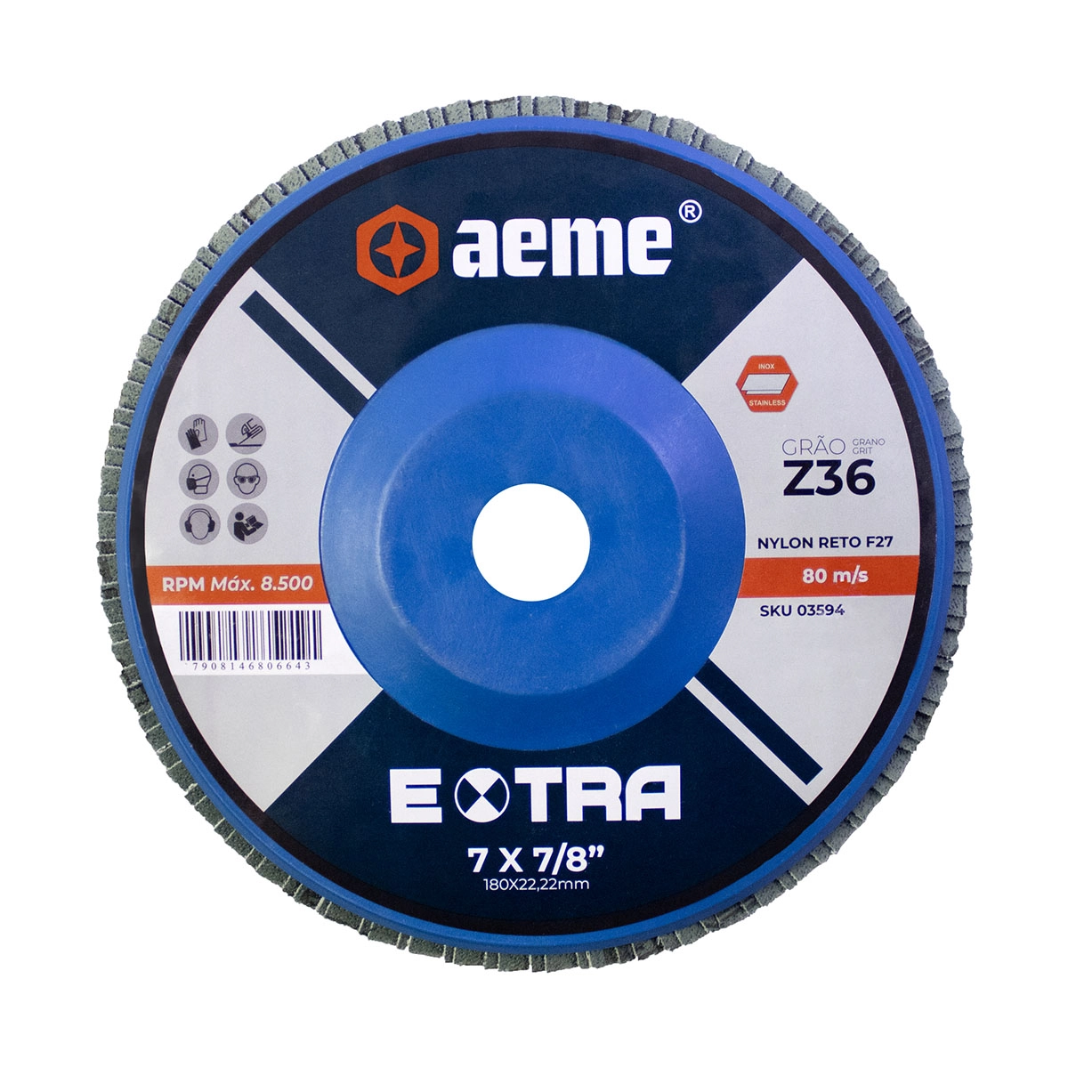 Disco Flap Aeme Extra Nylon Reto Zircônio 7" (180mm) - 60