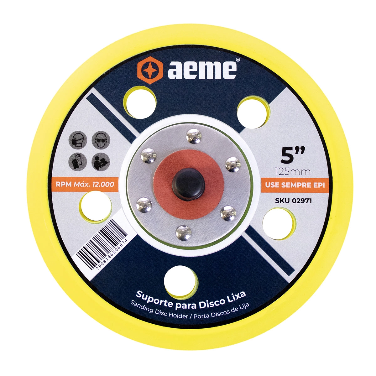 Suporte Para Disco De Lixa Pluma 5 Furos Aeme 5 Pol (125mm)