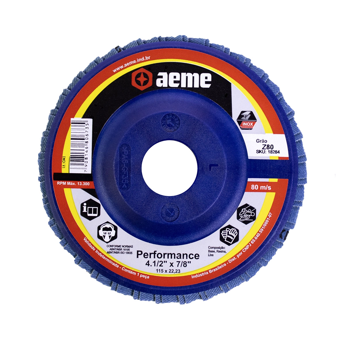 Disco Flap Aeme Performance Nylon Reto Zircônio 4.1/2" (115mm) - 80