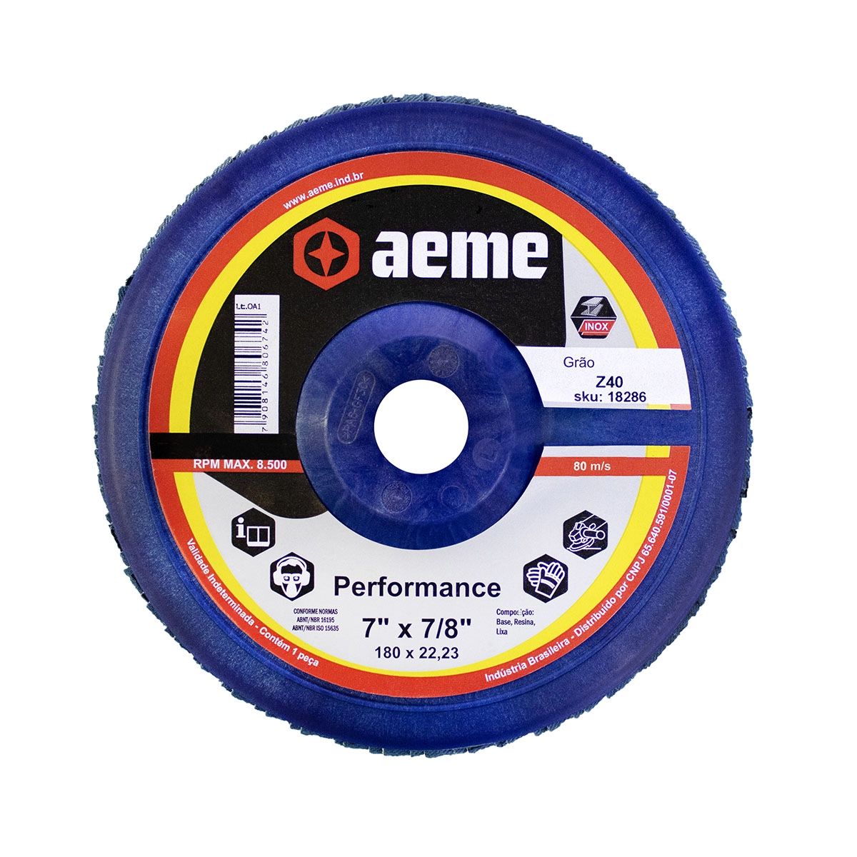 Disco Flap Aeme Performance Nylon Reto Zircônio 7" (180mm) - 40