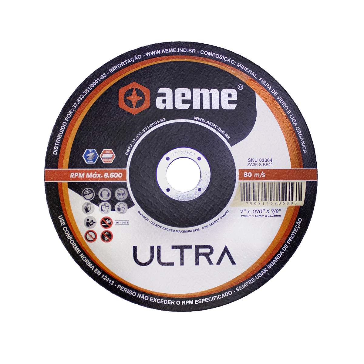 Disco Corte Fino Aeme Ultra 7x070x7/8 (178x1.8x22.22)