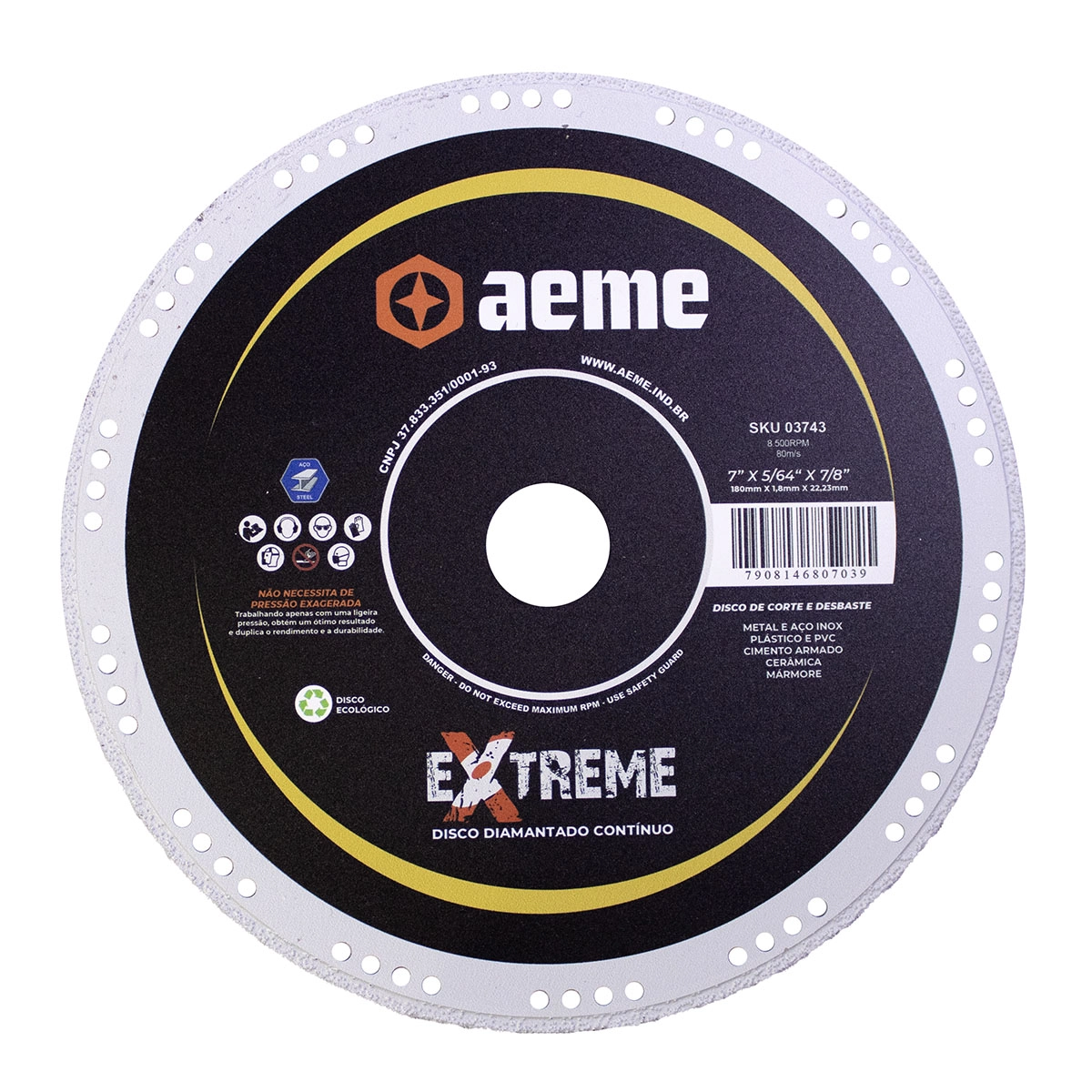 Disco Diamantado Aeme Contínuo Extreme 7x5/64x7/8 (180x1.8x22.22)