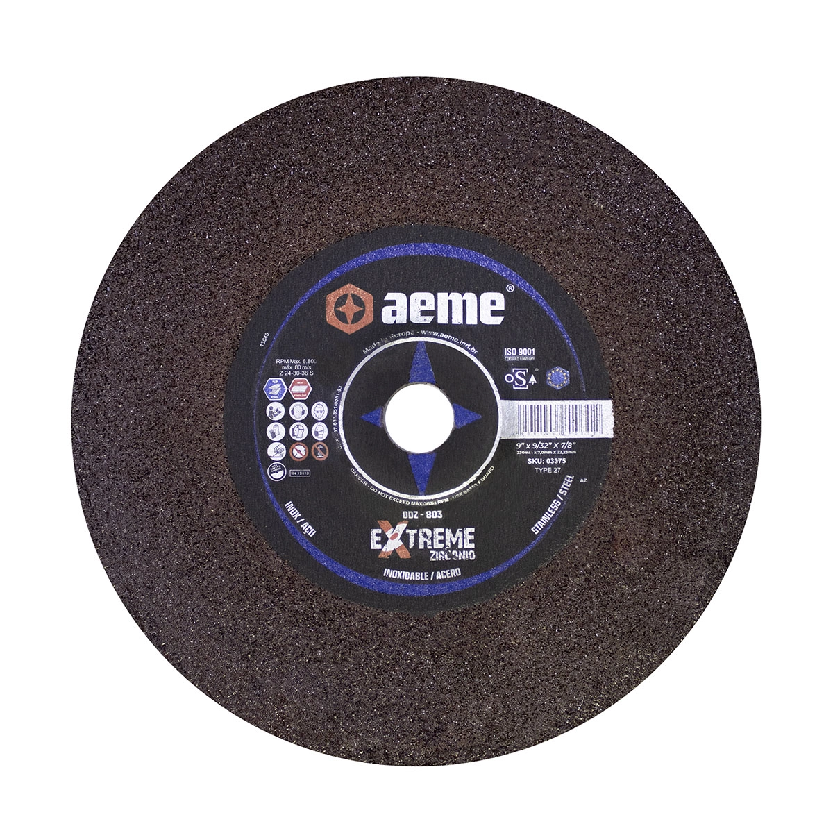 Disco Desbaste Aeme Ddz-803 Extreme 9x9/32x7/8 (230x7.0x22.22)