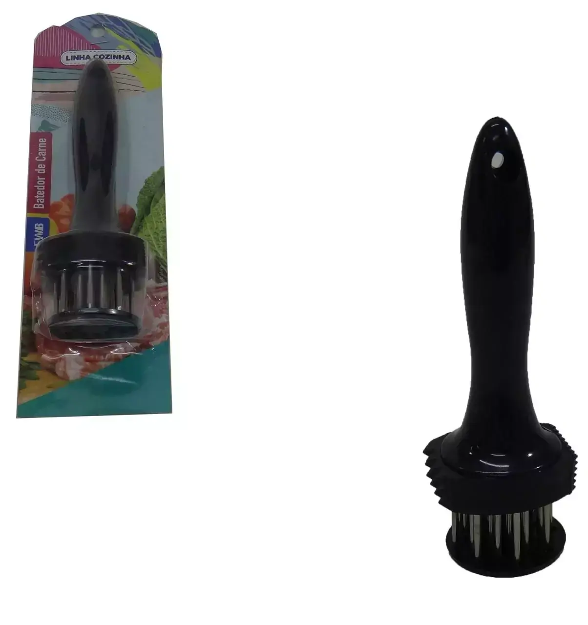 Batedor e Amaciador de Carne Metal 18cm Cabo de Plástico Batedor em Metal Cores Sortidas - 133193