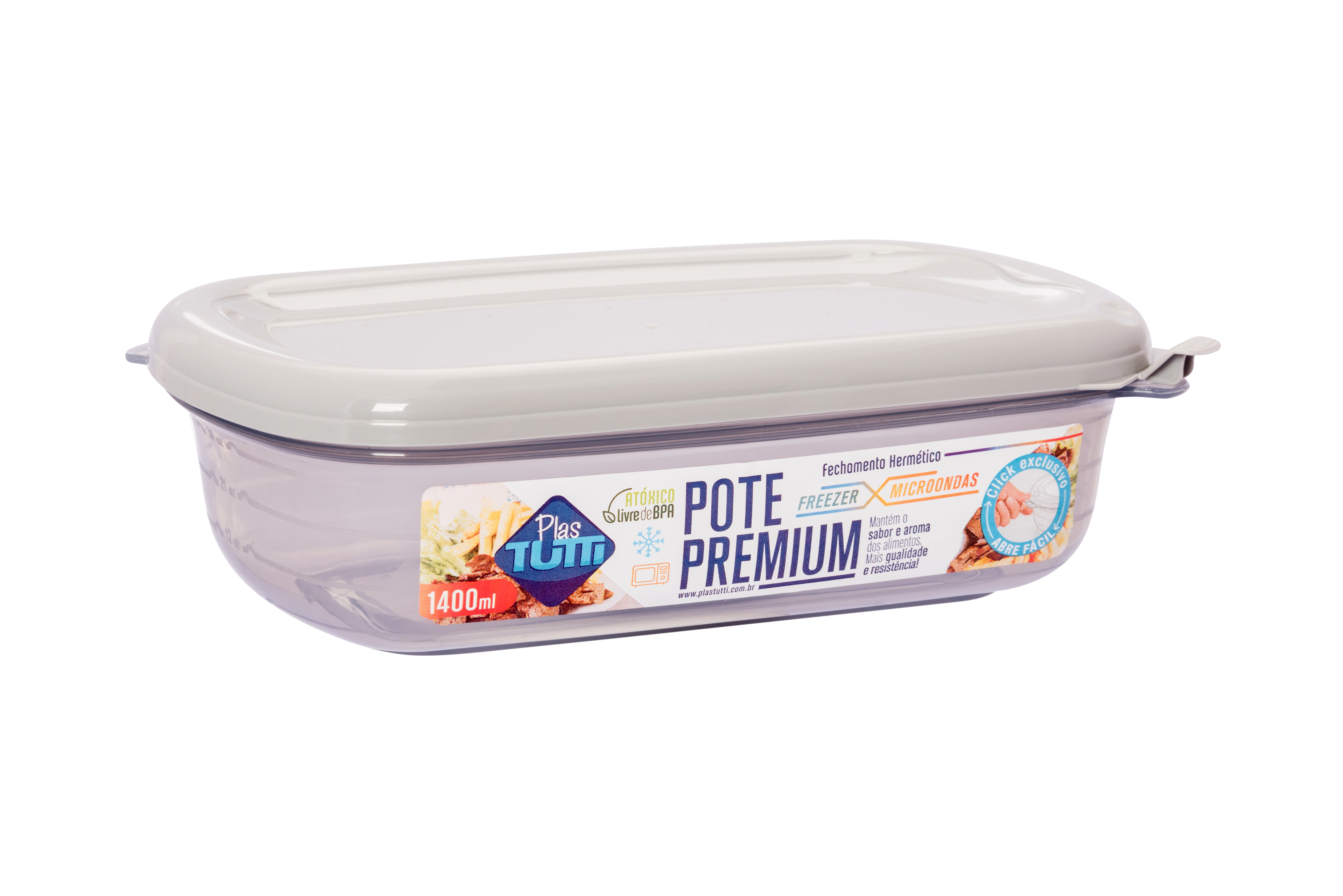Pote Retangular Color Cinza 1400ml 0021 06c Plastutti