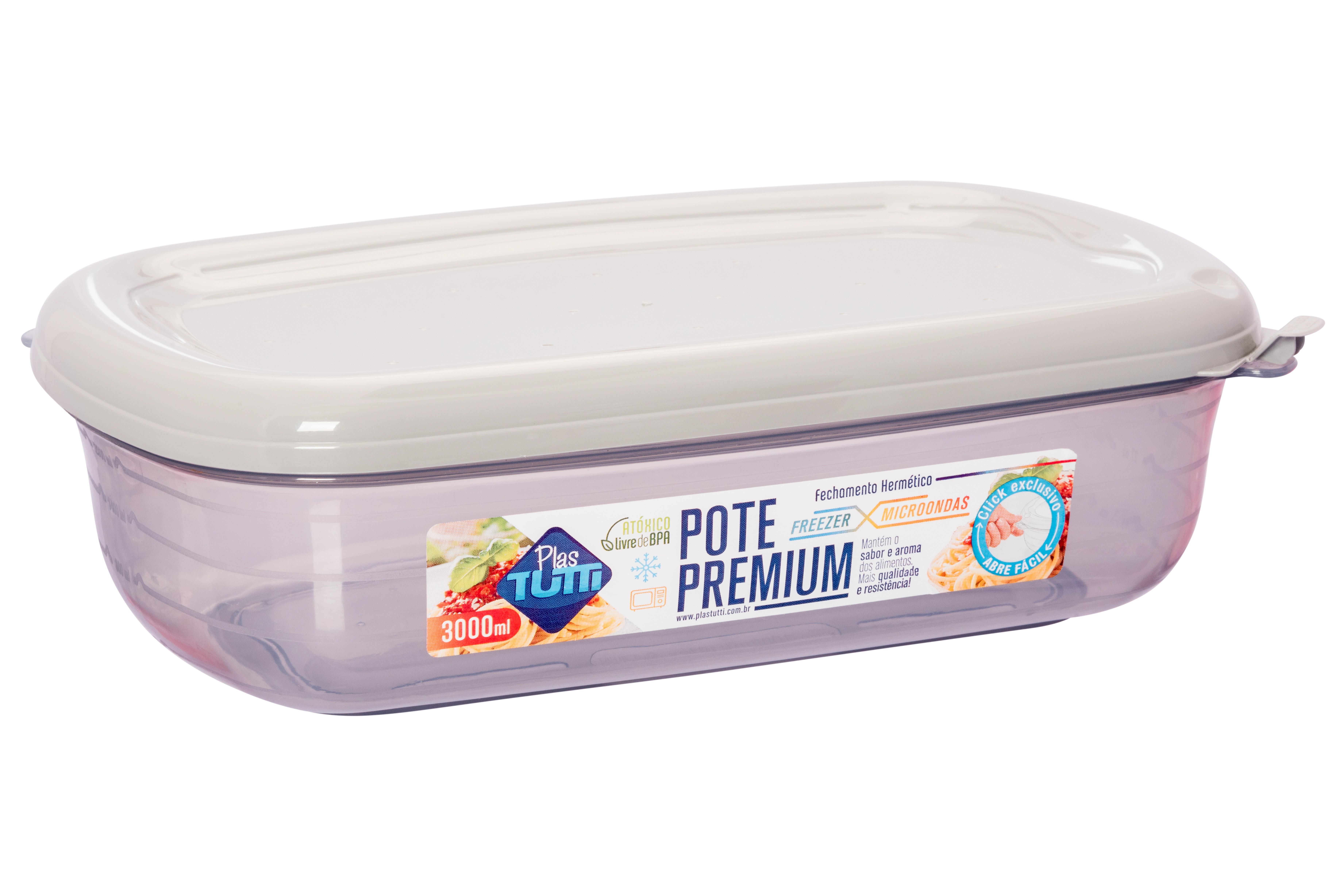 Pote Retangular Color Cinza 3000ml 0023 06c Plastutti