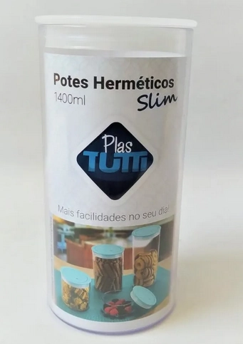 Pote Hermetico Slim Cafe Branco 1400ml 526 01 Plastutti