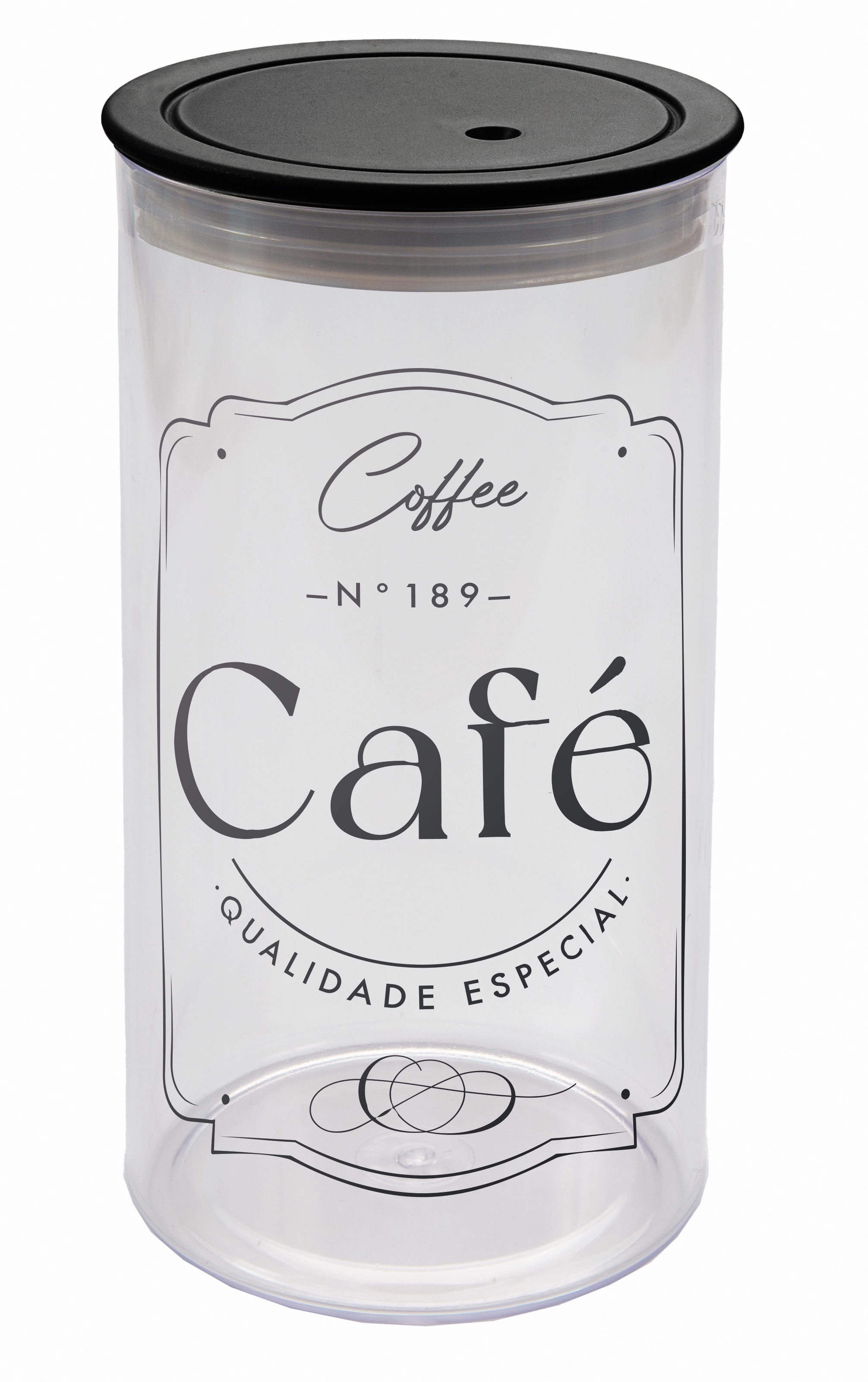 Pote Hermetico Slim Cafe Preto 1400ml 526 02 Plastutti
