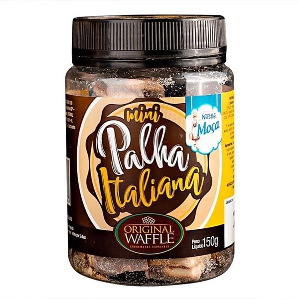 Mini Palha Italiana ORIGINAL WAFFLE Sabor Chocolate Pote 150g