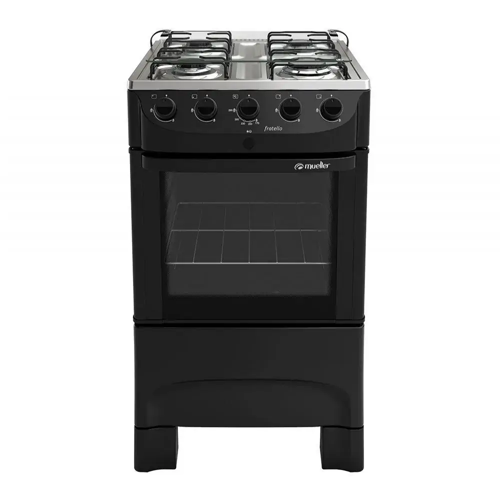 Fogão Mueller Fratello Piso 4 Bocas Preto Fosco G6 601230027 Bivolt