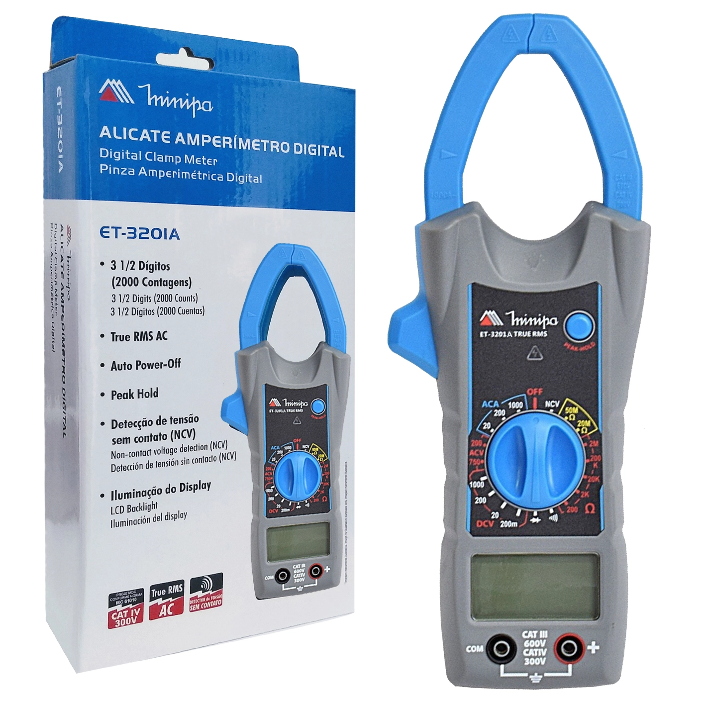 Multimetro Alicate Digital Cat Iv 300v Et-3201a