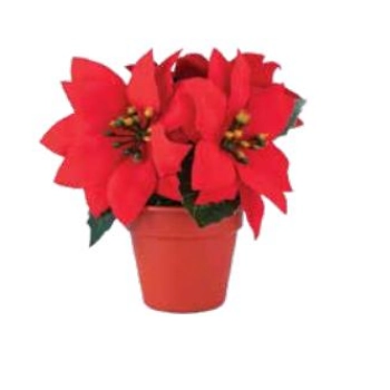 Vaso De Planta C/flores Vermelhas 13cm