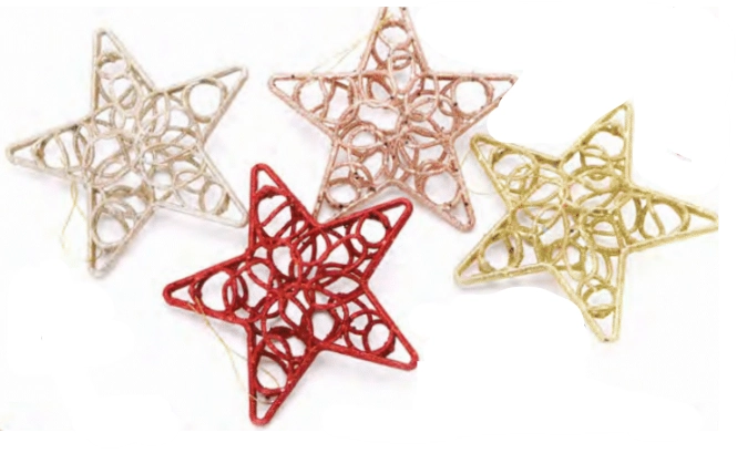 Enfeite Pendurar Estrela Vazada Verm/champ/rs 20cm