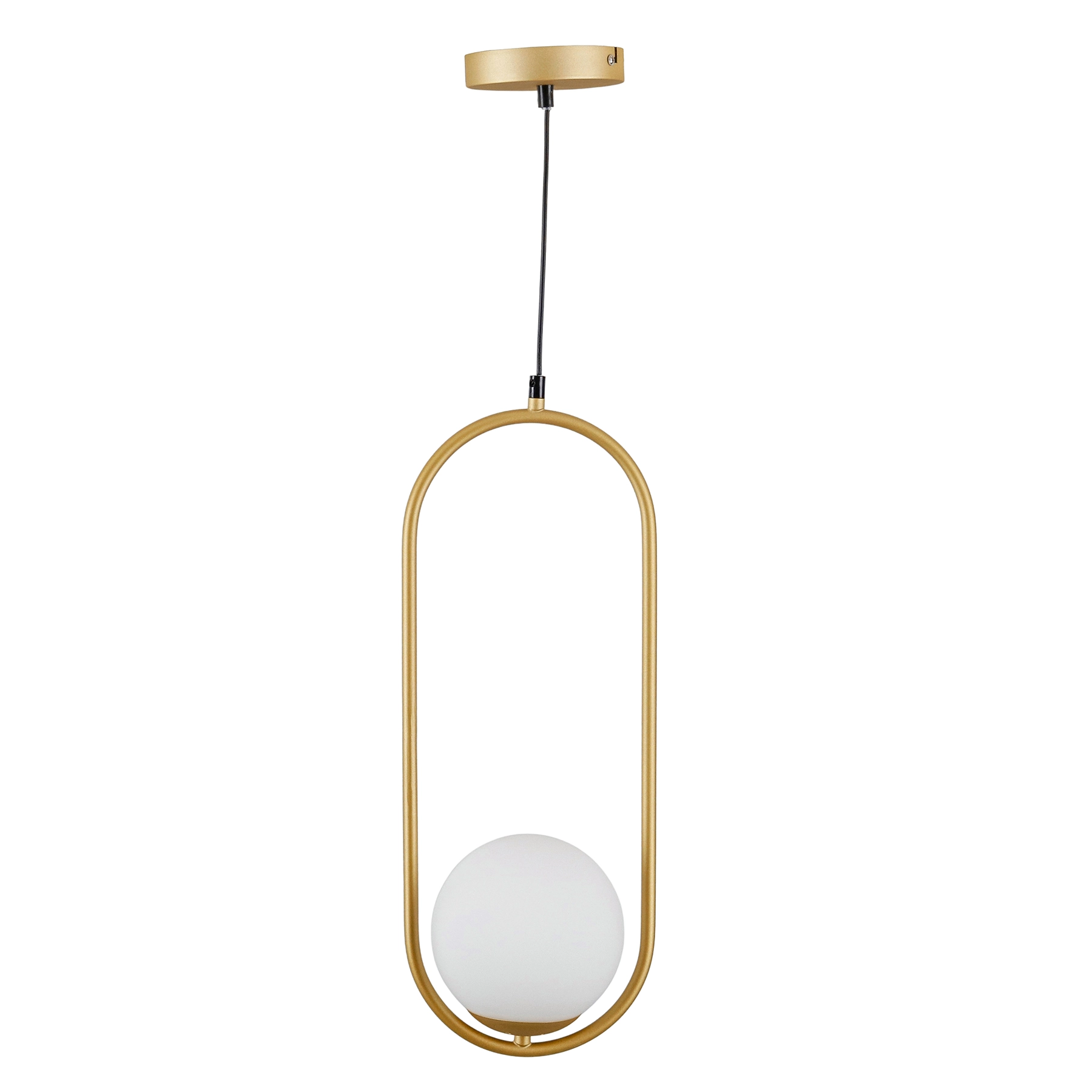 Pendente Esfera 1 Lâmpada Metal e Vidro Dourado Orluce