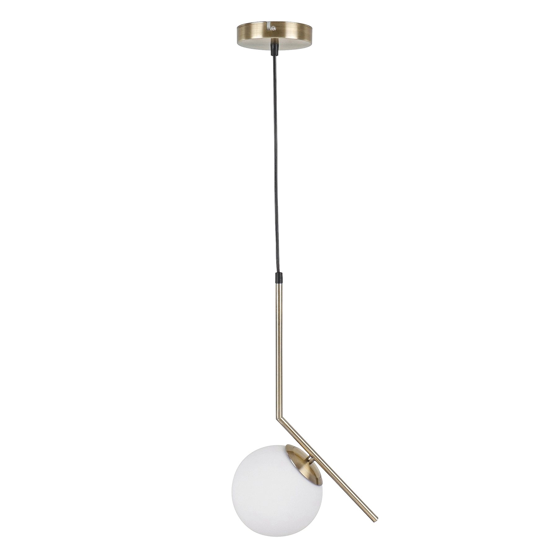 Pendente Esfera 1 Lâmpada Metal e Vidro Dourado Orluce