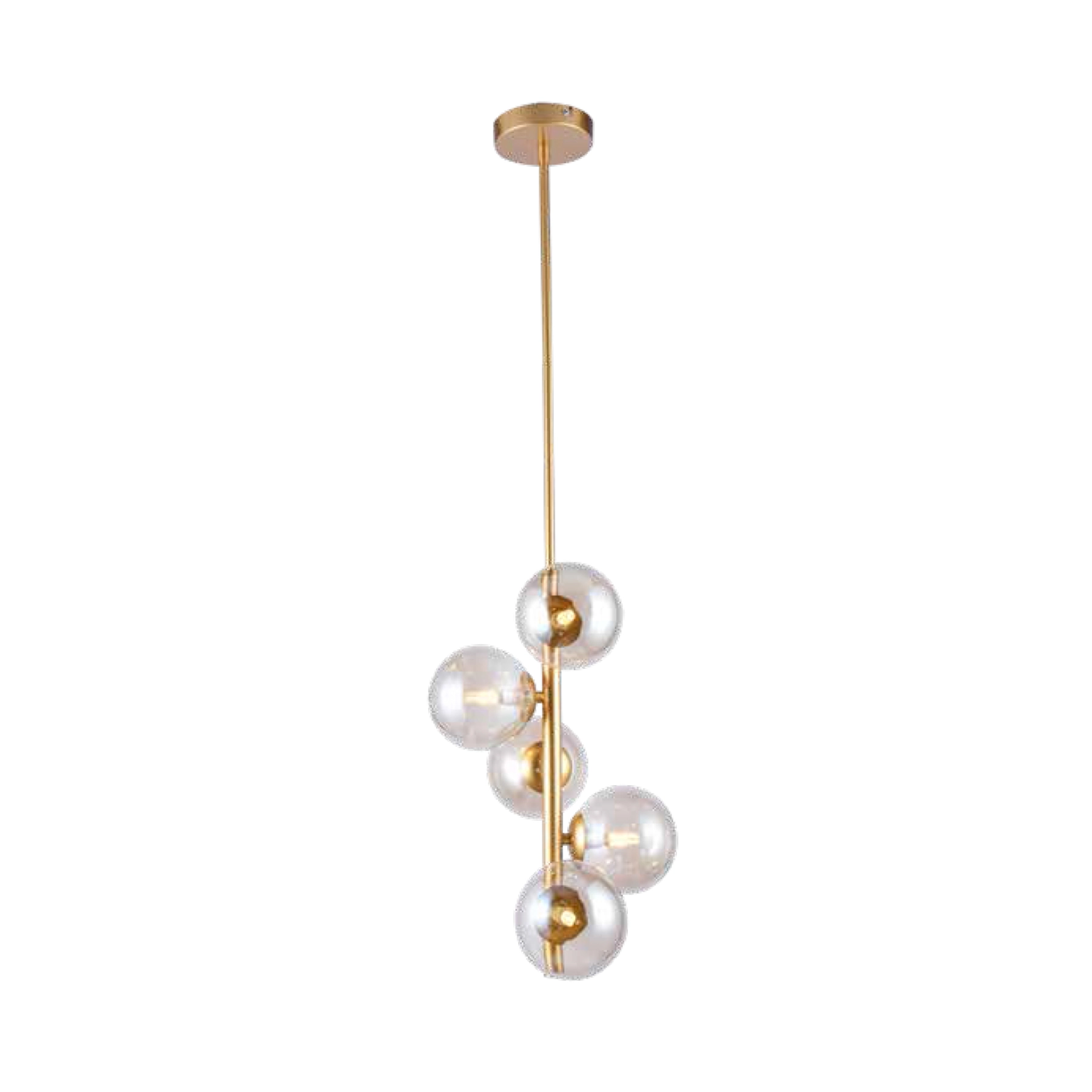 Pendente Jabuticaba 5 Lâmpadas Metal e Vidro Bronze Orluce