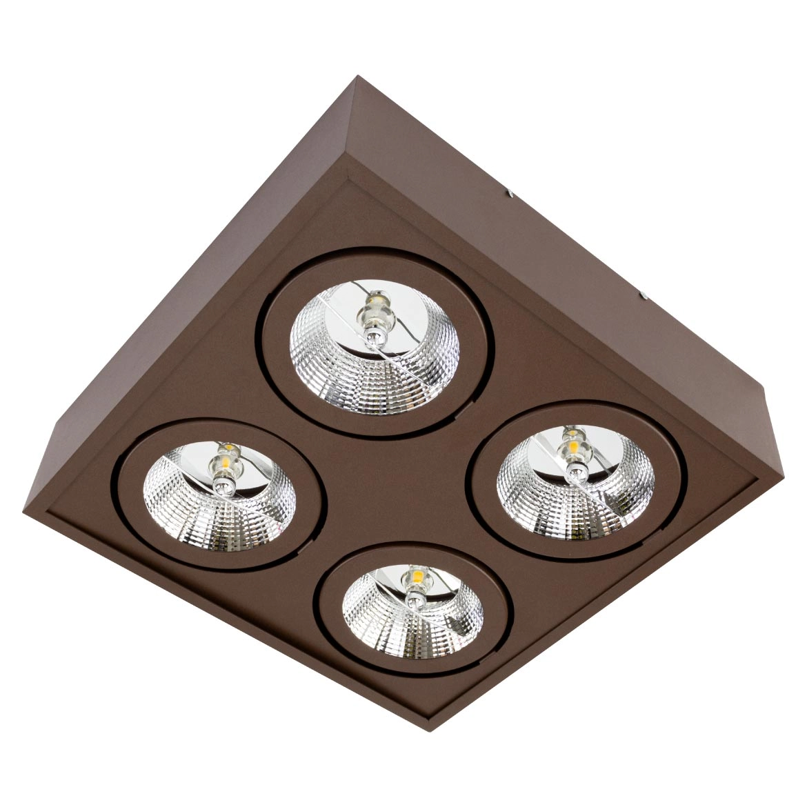 Plafon Spot Sobrepor Quadrado Box Marrom P/ Ar111 Orluce St2765