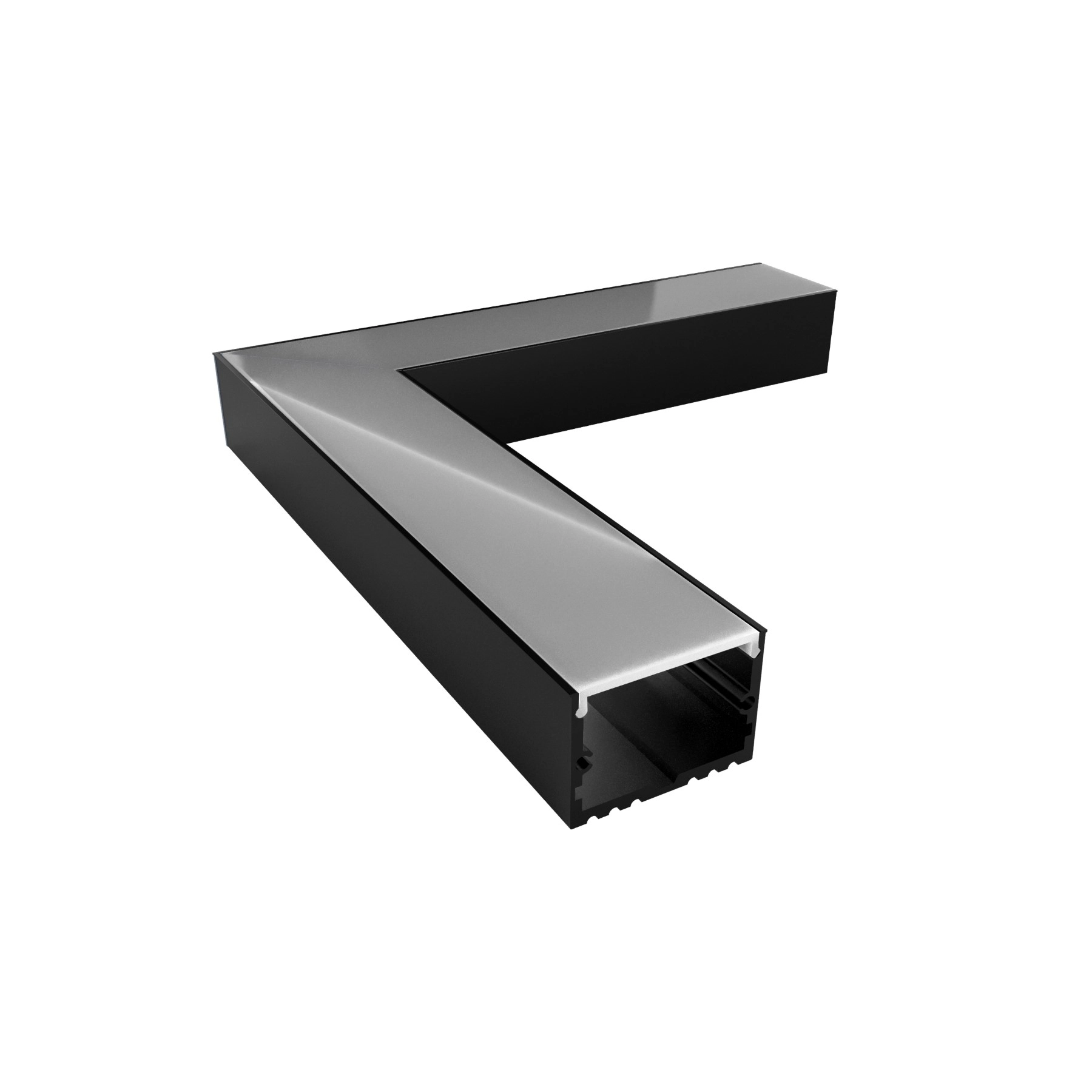 Conector Perfil Sobrepor Largo Difusor Branco Parede 30mm Luminatti