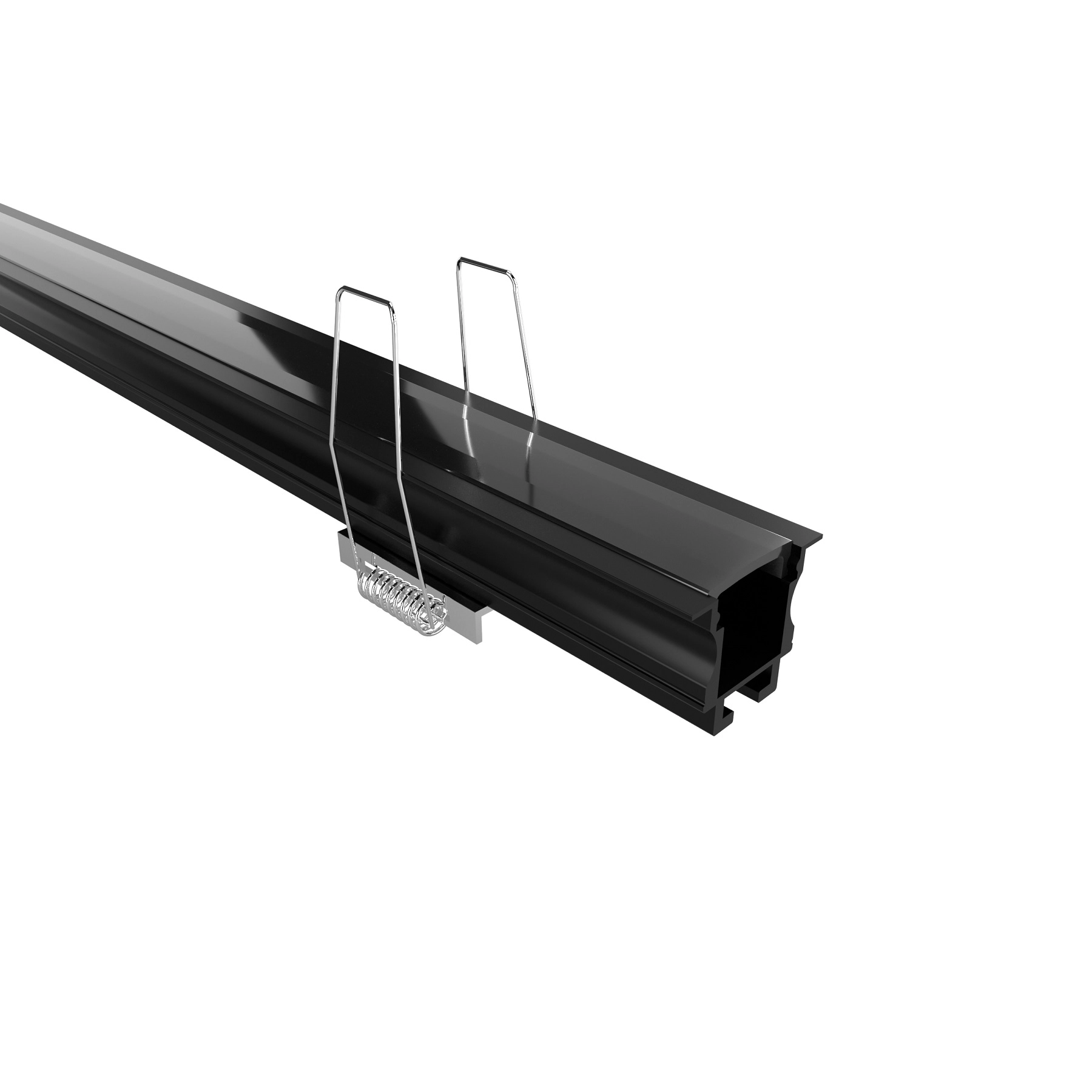 Perfil de LED Embutir Alumínio Preto 17cm x 2m Luminatti
