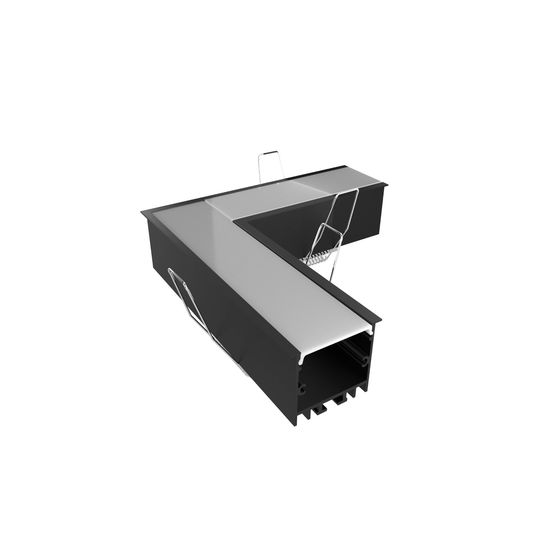 Conector Perfil Embutir Largo Difusor Branco Parede 30mm Luminatti