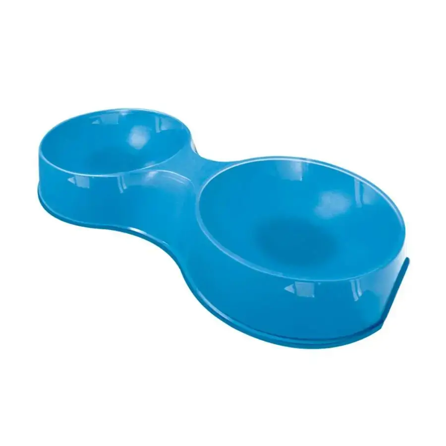 Comedouro Plástico Azul Pop Gato Duplo Furacão Pet 190ml